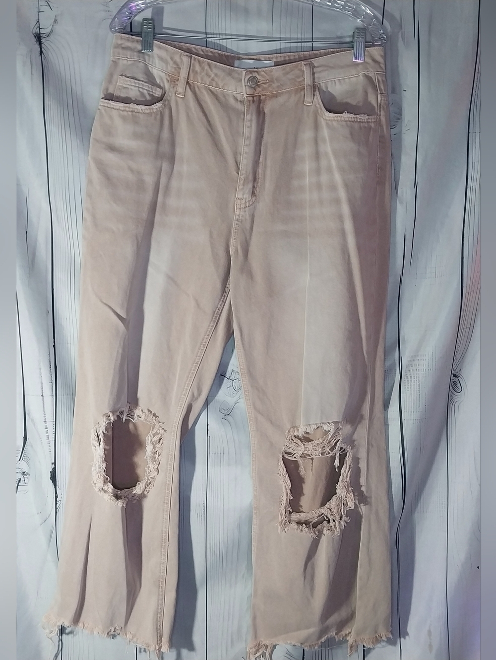 Vervet By Flying Monkey July Song Distressed Cropped Super High-Rise Flare Jeans